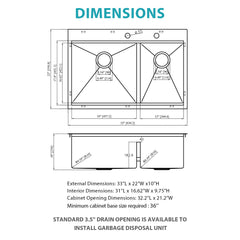 Topmount, Drop In Double Bowl Kitchen Sink