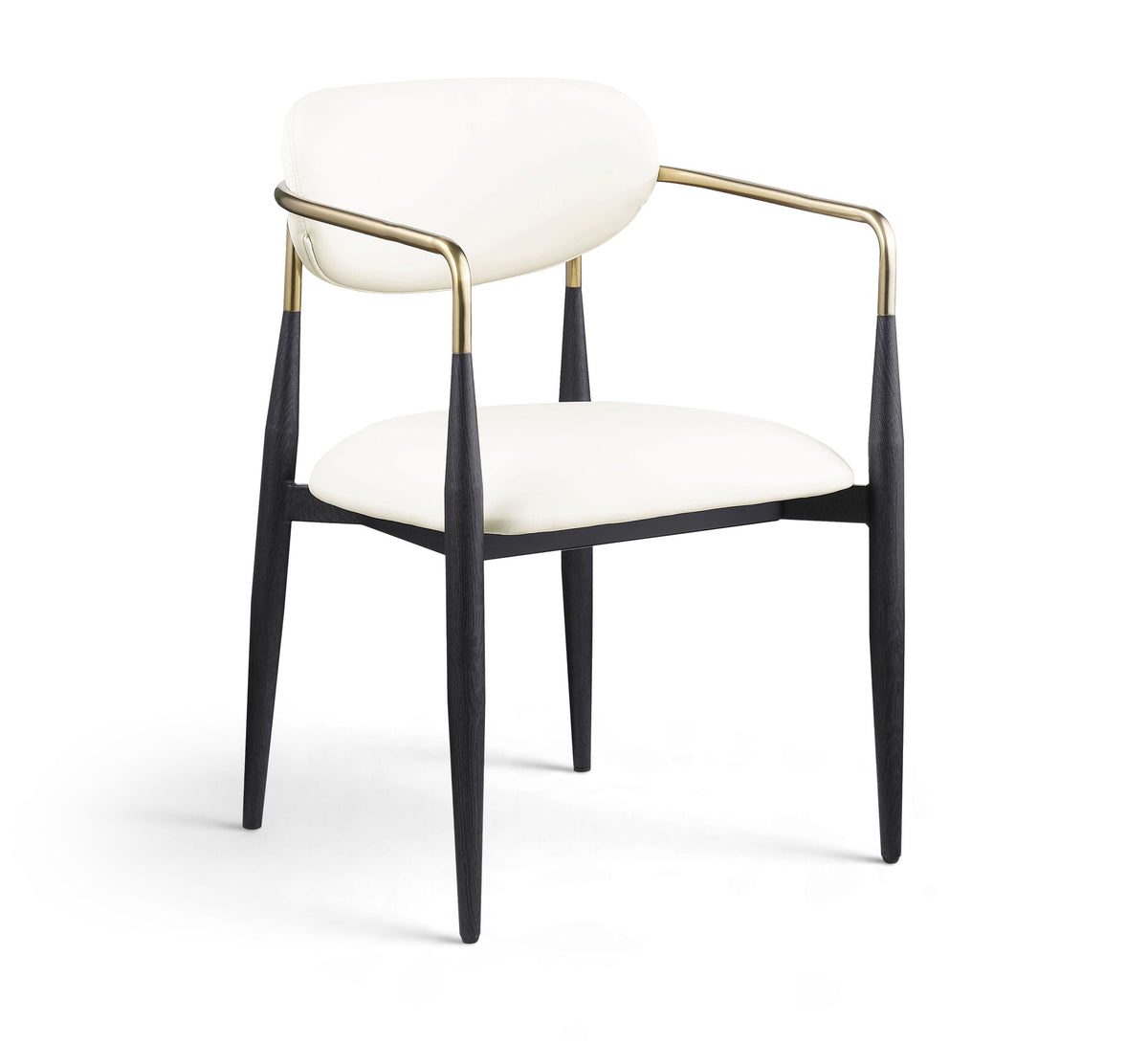 Ronda - Vegan Leather Upholstered Dining Arm Chair - Black Legs