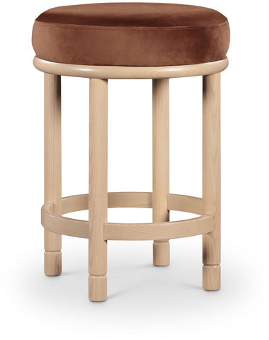 Monette - Counter Stool With Natural Base - Cognac