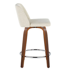 Toriano - Mid Century Modern Fixed Height Counter Stool With Swivel With Round Footrest (Set of 2)