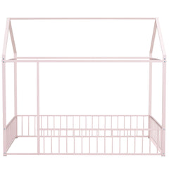 Metal Bed House Bed Frame With Fence
