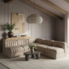 Rummi - Armless Velvet Performance Fabric Upholstered 5 Piece Modular Sectional