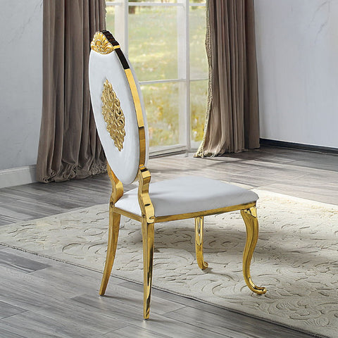 Fallon - Side Chair (Set of 2) - White Velvet & Mirrored Gold