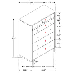 Anser - 5 Drawer Chest, Bedroom Storage Furniture - Black