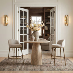 Ferro - Performance Fabric Upholstered Bar Stool - Antique Brass