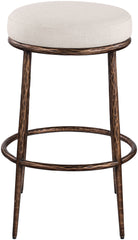 Ferro - Performance Fabric Upholstered Backless Bar Stool - Antique Bronze