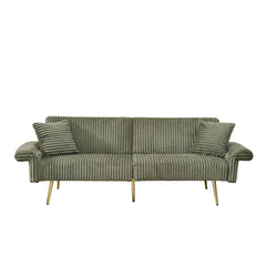 Luxury Corduroy Foldable Double Sofa Bed With Folding Armrests