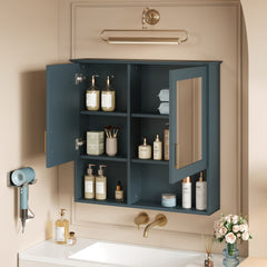 2 In 1 Wall-Mounted Mirror Cabinet With Adjustable Shelves, Soft-Close Doors, High-Definition Mirror & Storage