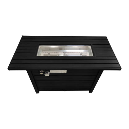 Outdoor Fire Pit Table With Lid, - Black