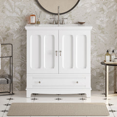 Bathroom Vanity With Sink, Cabinet With Adjustable Shelf And Drawer Divider