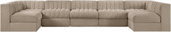 Rummi - Velvet Performance Fabric Upholstered 7 Piece Modular Sectional (With 2 Corner Chairs)