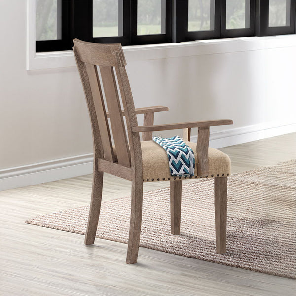 Nathaniel - Arm Chair (Set of 2) - Fabric & Maple