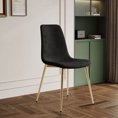 Fabric Dining Chairs, Upholstered Armless Accent Chairs, Classical Appearance And Metal Legs (Set of 4)