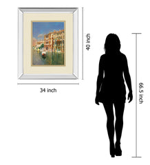 The Grand Canal, Venice By Rubens Santora - Mirror Framed Print Wall Art - Blue