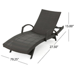 Salem - Contemporary Wicker Chaise Lounge With Arm, Weather Resistant