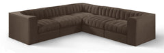 Rummi - Symmetrical Velvet Performance Fabric Upholstered 5 Piece Modular Sectional