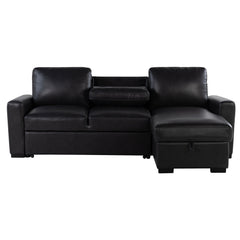 Montero - Sofa With Pull Out Bed, Drop Down Table, USB And Cup Holders, Storage Chaise - Charcoal Black