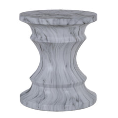 Geometric Round Outdoor End Table - Marble