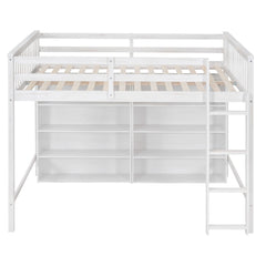 Loft Bed With 8 Open Storage Shelves And Built In Ladder