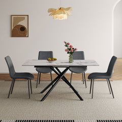 Modern Expandable Dining Table With Retractable Leaf With Chairs