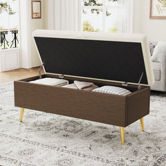 Modern Tufted Storage Ottoman Bench With Metal Legs