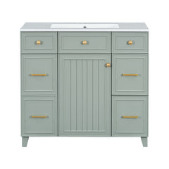 Bathroom Vanity With Ceramic Sink, Soft Close Doors, Adjustable Shelves