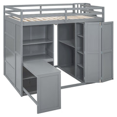 Loft Bed With Wardrobe, Desk And Shelves