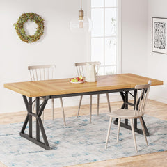 Rectangular Dining Table With X Trestle Metal Legs