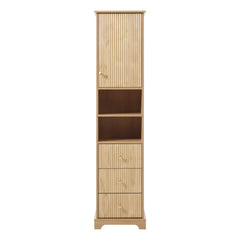 Tall Bathroom Cabinet With 1 Door, 3 Drawers, Open Storage - Wood