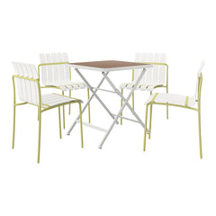 4 Piece Set Of Modern Color Block Designed Single Chairs With Folding Square Table