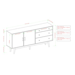 Mid-Century Modern Minimalist 2 Door Sideboard