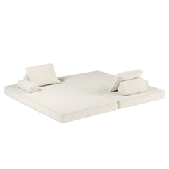 Multifunctional Convertible Sofa Bed With 2 Tumbler Backrests And 2 Pillows, Deep Seat Couch