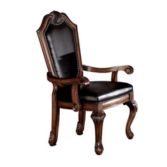 Chateau De Ville - Arm Chair (Set of 2) - Black Synthetic Leather & Cherry Finish