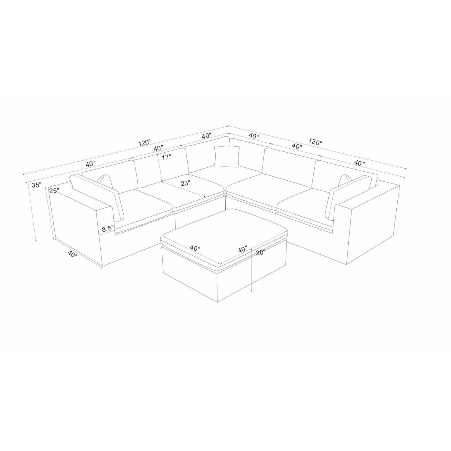 Custom Configuration Modular Sectional With Toss Pillows