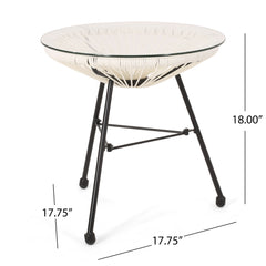 Nusa - Modern Rattan Side Table With Tempered Glass Top