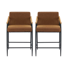 Mid Century Modern Counter Stool Set With Iron Frame