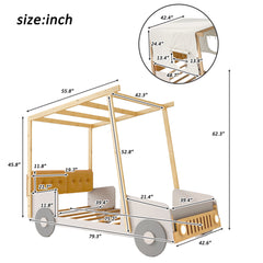 Car Bed With Pillow, Ceiling Cloth And LED