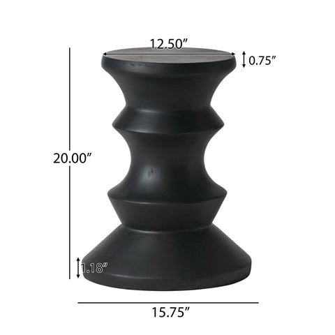 Side Table Modern Concrete Accent Piece - Black