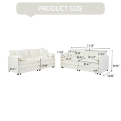 Modern Chenille Oversized Deep Seat Luxury 2 Piece Sofa Set With 4 Pillows