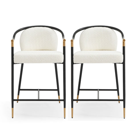 Contemporary Upholstered Counter Stool Set With Metal Frame