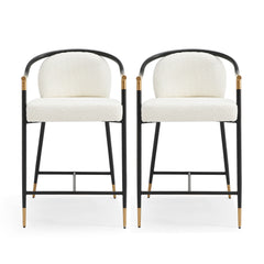 Contemporary Upholstered Counter Stool Set With Metal Frame