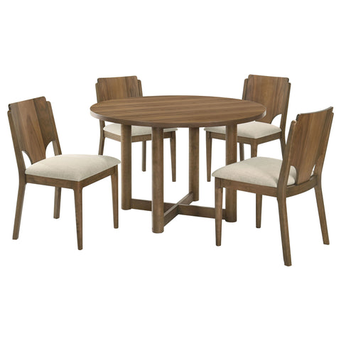 Graham - 5 Piece Round Dining Table Set - Walnut