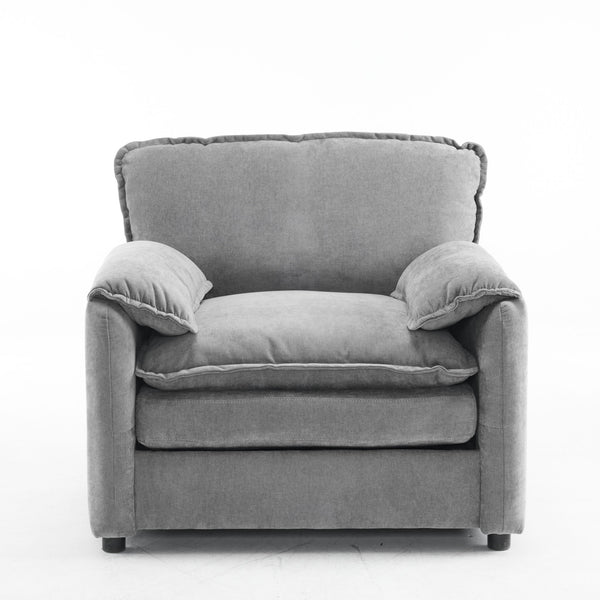 Oversized Reading Armchair With Thick Cushions, High Back Support