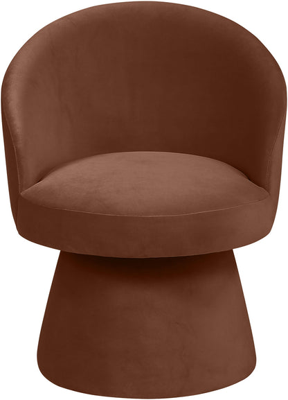 Selene - Velvet Performance Fabric Upholstered Swivel Dining Chair - Cognac