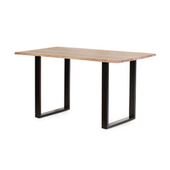 Dining Table With Top And Iron Frame - Natural / Black