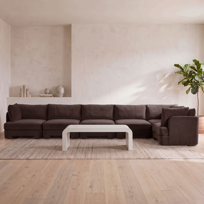 Hammond - Velvet Performance Fabric Upholstered 6 Piece L-Shaped Sectional