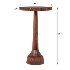 Modern Mango Wood Round End Table With Pedestal Base - Honey