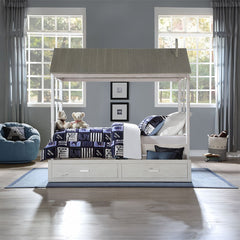 Tree House II - Twin Bed - Weathered White & Washed Gray