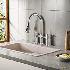 Stainless Steel Kitchen Faucet With Pull Down Sprayer For Bar, Laundry, RV Utility Sink - Brushed Nickel