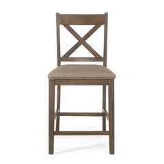 Farmhouse Style Counter Height Chair With Upholstered Seat